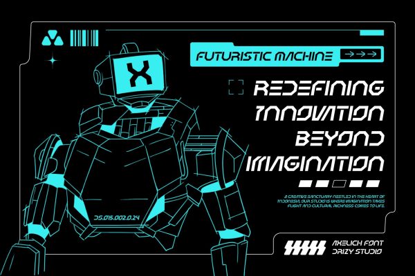 Axelich – Futuristic Display Machine Font