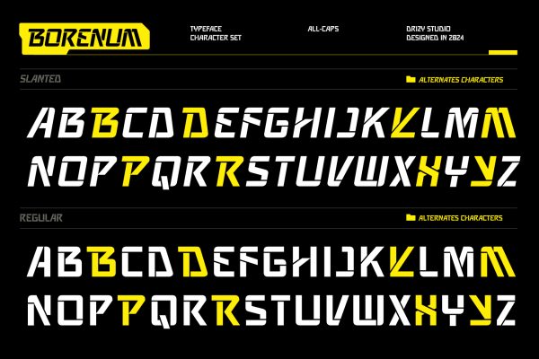 Borenum – Modern Stencil Font Display Font