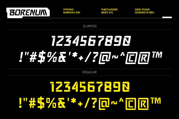 Borenum – Modern Stencil Font Display Font