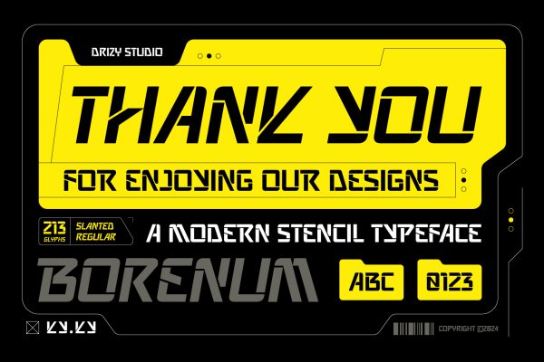 Borenum – Modern Stencil Font Display Font