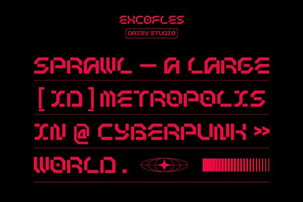 Excofles – Modern Mecha Display Font