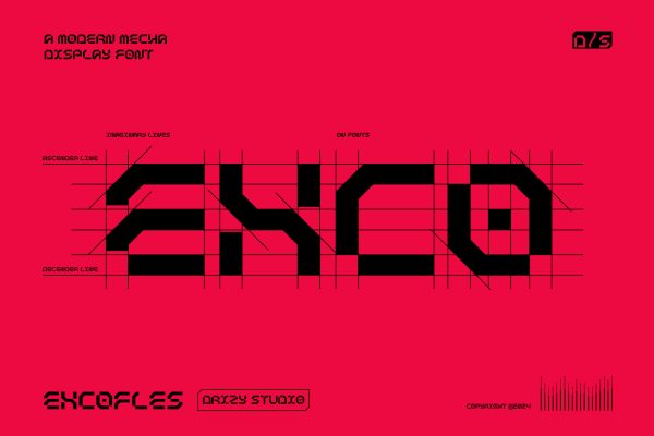 Excofles – Modern Mecha Display Font