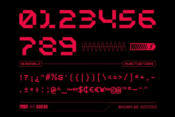 Excofles – Modern Mecha Display Font