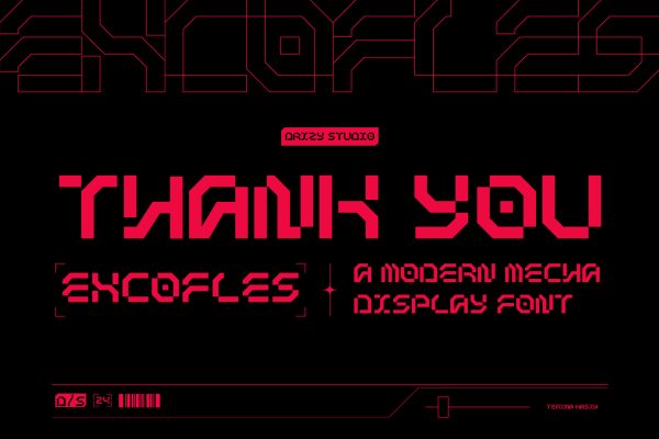 Excofles – Modern Mecha Display Font