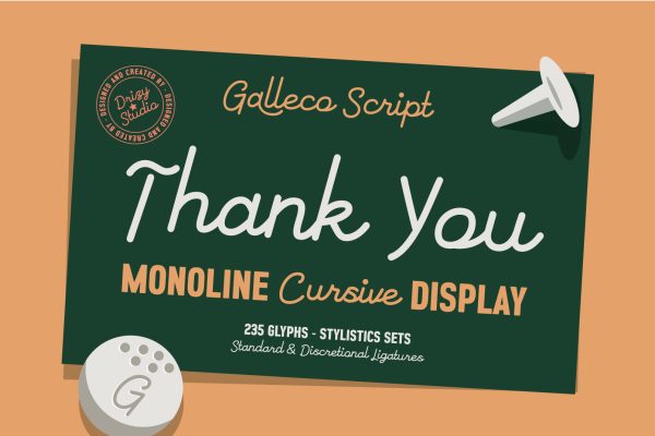 Galleco Script – Monoline Cursive Display Font