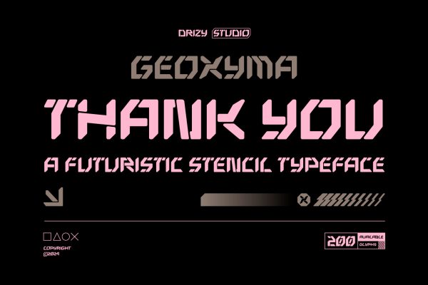 Geoxyma – Futuristic Stencil Font