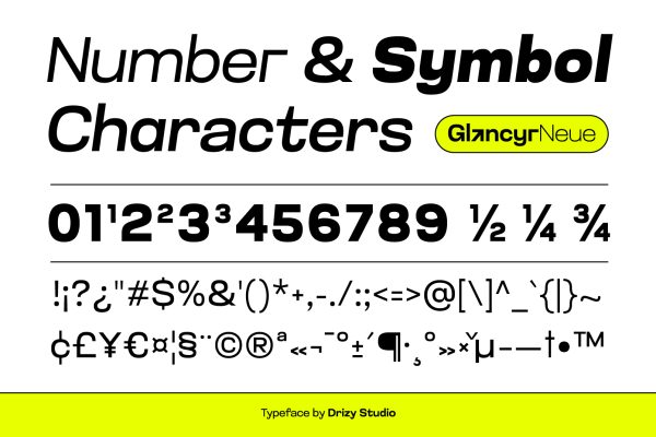 GlancyrNeue – Modern Geometric Industrial Font