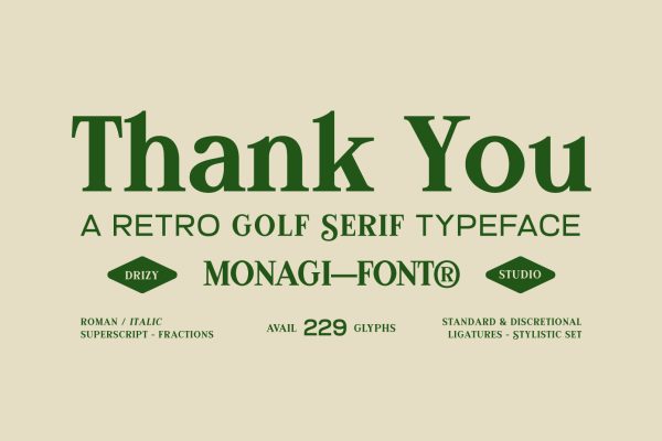 Monagi – Retro Golf Serif Font