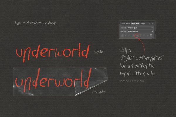 Rawrote – Crayon-Textured Handwriting Font