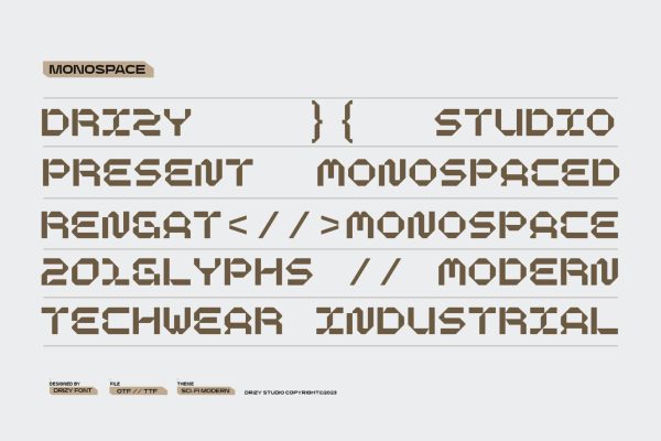 Rengat Mono – Monospace Techwear Font