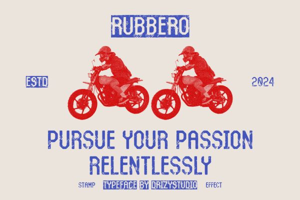 Rubbero – Rubber Stamp Condensed Font