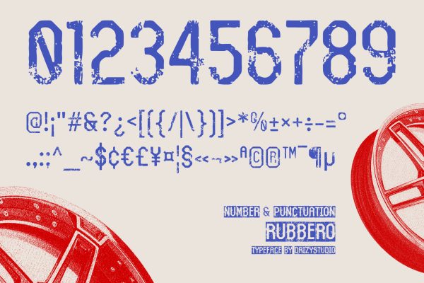 Rubbero – Rubber Stamp Condensed Font