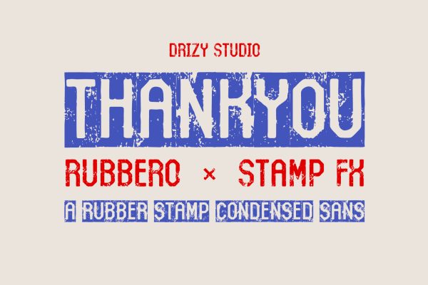 Rubbero – Rubber Stamp Condensed Font