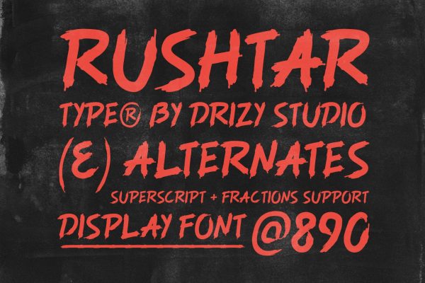 Rushtar – Brush Grunge Typeface Font