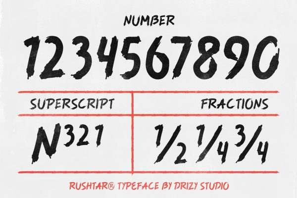 Rushtar – Brush Grunge Typeface Font