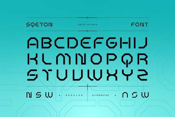 Sqeton – Mecha Stencil Display Font