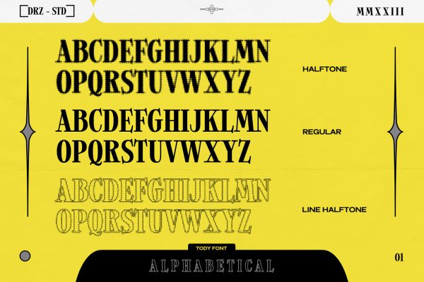 Tody – A Halftone Serif Font