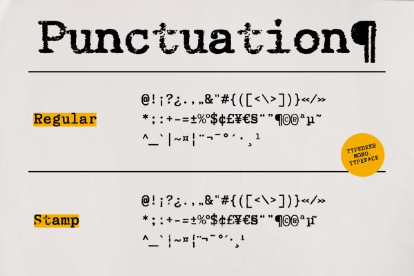 TypedeerMono – Typewriter Stamp Display Font