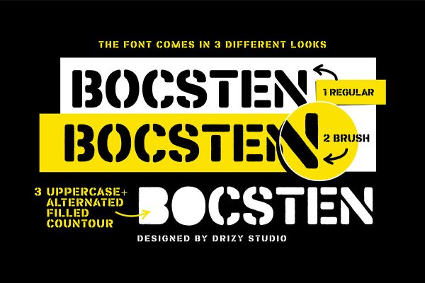 Bocsten – Splashed Stencil Font