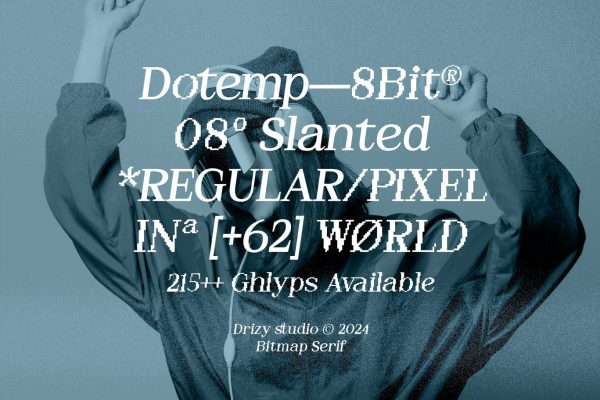 Dotemp – 8Bit Pixel Slanted Font